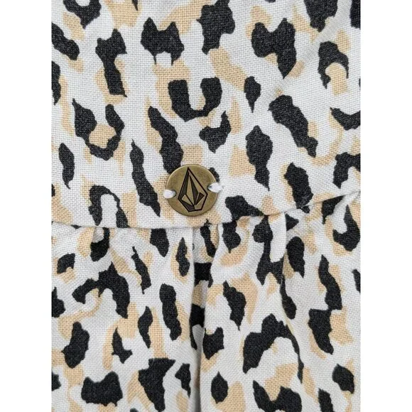 Volcom Leopard Print Babydoll Cami Top Women Size XS Coastal Y2K Boho Festival - Picture 5 of 8